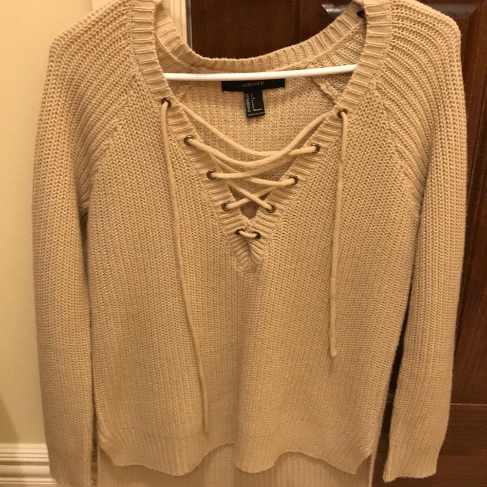 Knit cross up sweater top